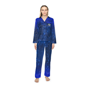 Phoenix Blue Women's Satin Pajamas (AOP)