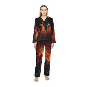 Black Tara Women's Satin Pajamas (AOP)