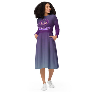 Purple Phoenix long sleeve midi dress