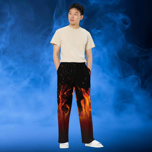 Flames unisex wide-leg pants
